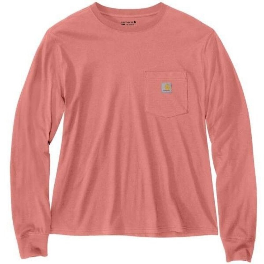 Carhartt Women's MD Tencel Fiber Loose Fit Long Sleeve Pocket T-Shirt Aged Coral